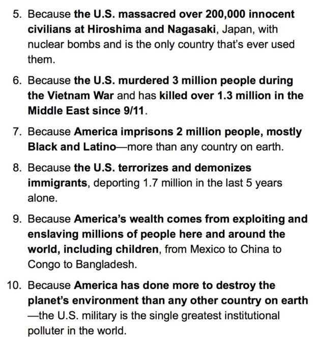 TOP TEN REASONS NOT TO SALUTE, STAND FOR ANTHEM, OR RESPECT AMERIKKKAN FLAG