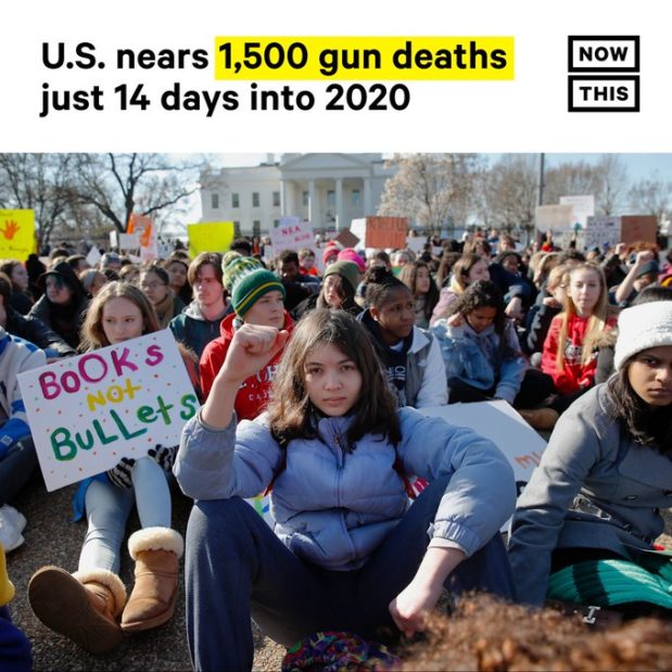 An estimated 1,444 Americans have been killed by guns in the first two weeks of 2020.