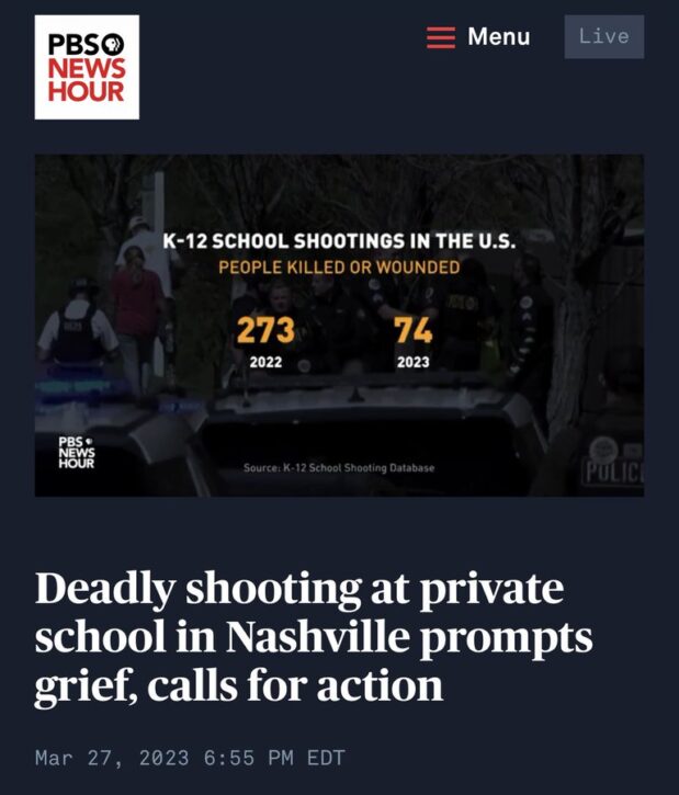 “Seventy-four people have either died or been wounded by shootings on K-12 campuses since the start of the year. And, last year, 273 people were injured or killed in school shootings, the highest on record.”