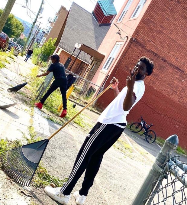 This is Najee. He wanted to throw a block party. This was his first event he facilitated with Paterson Healing Collective.  He had the whole block out sweeping and cleaning it up for the kids that came to enjoy our activities later. Last month he was killed by police.